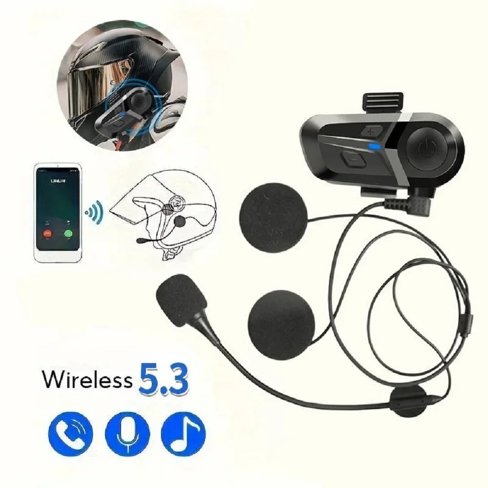 Bluetooth 5.3 wireless hands-free calling headset, motorcycle helmet music player, waterproof motorcycle helmet headset