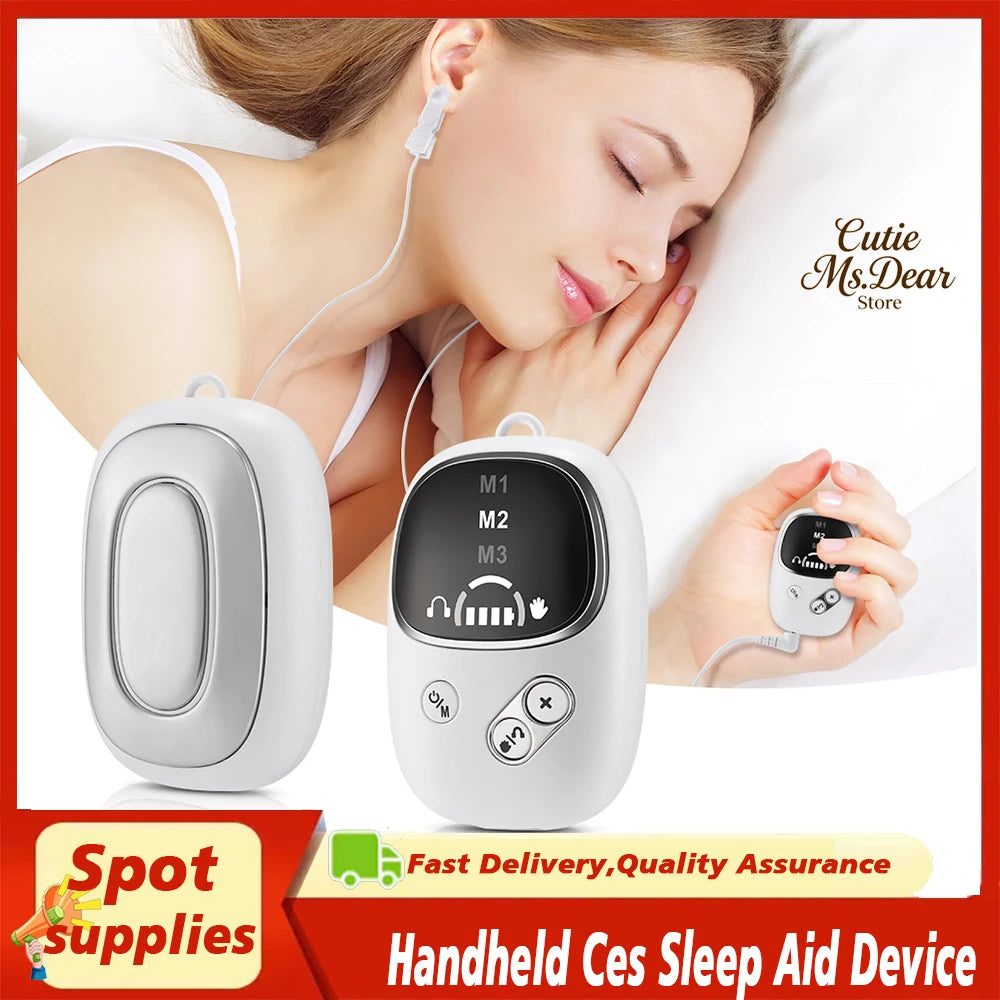 Handheld Ces Sleep Aid Device Two-In-One Ear Clips + Hand-Held Brainwave Sleep Instrument Stress Anxiety Relief Device Helpsleep