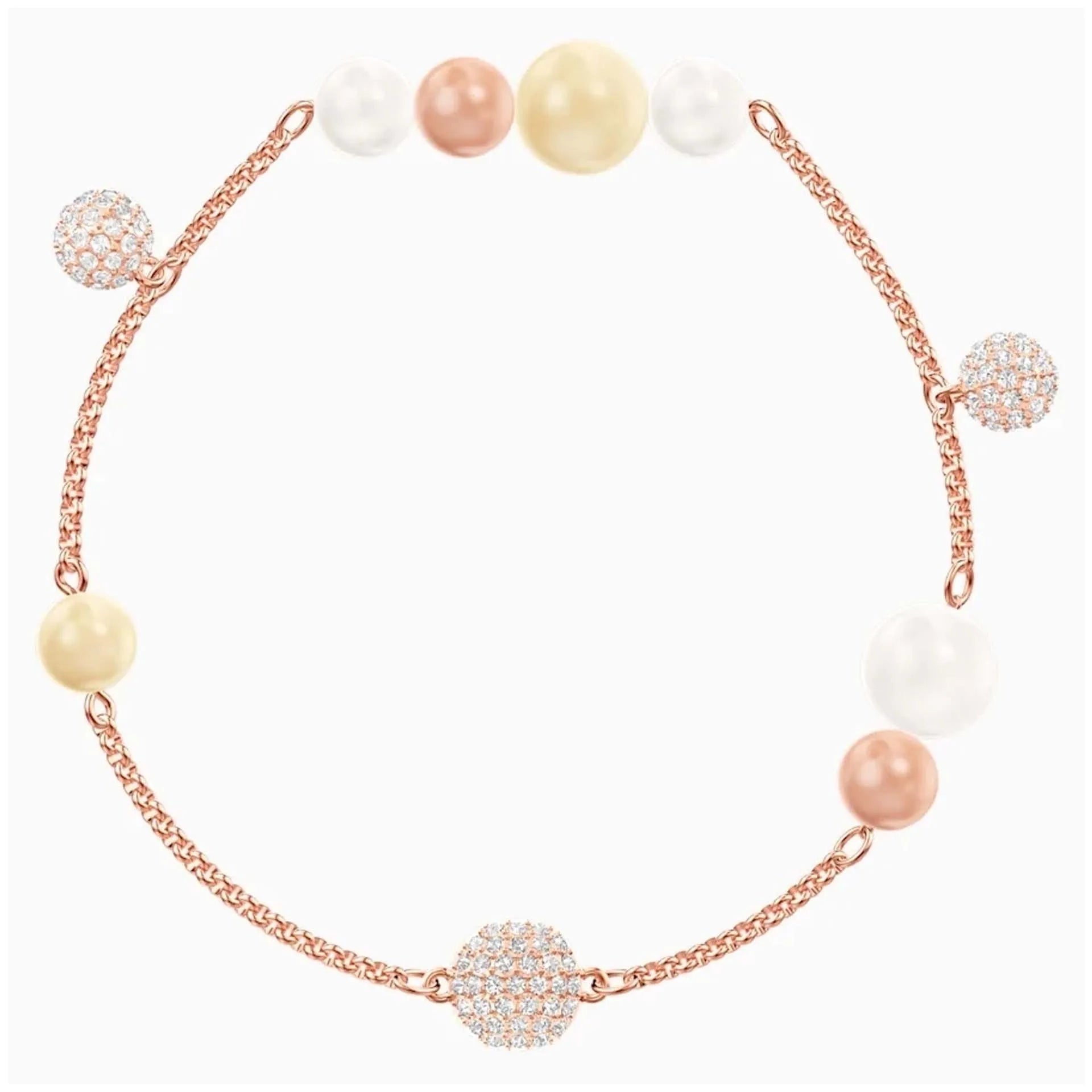 2025 New Fashion Women's Simple Round Ball Bracelet Austrian Crystal Small Pearl Invisible Magnetic Clasp Bracelet Romantic Gift