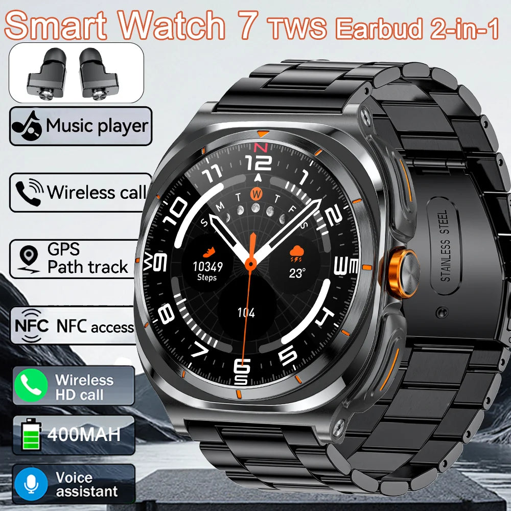 2025 New Smartwatch 2 In1 Headset Features Bt Call Health Detection, Ip67 Water Resistance, Gps Positioning, Sports Mode Watch