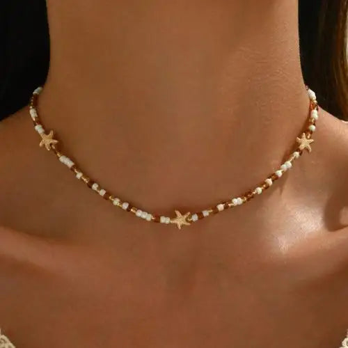 New Beach Style Seashell Necklace Beaded Choker Necklaces for Women Handmade Starfish Pendant Fashion Ocean Jewelry Чокер