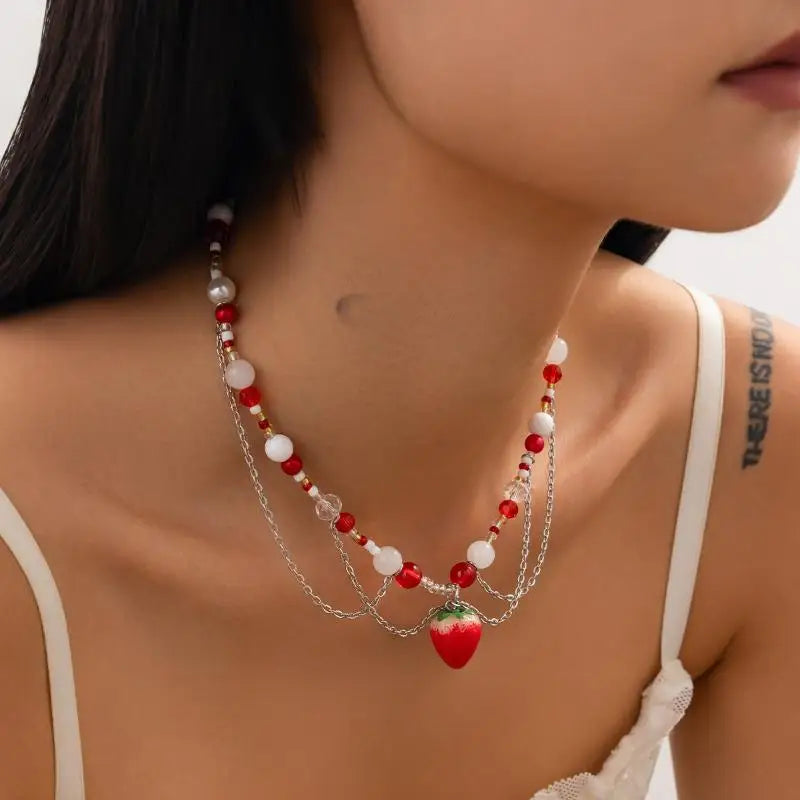 Women's New Necklace Lolita White Lace Necklace, Pearl Tassel Rhinestone Necklace Collar Sweet Cool Fashion Necklaces Girls Gift