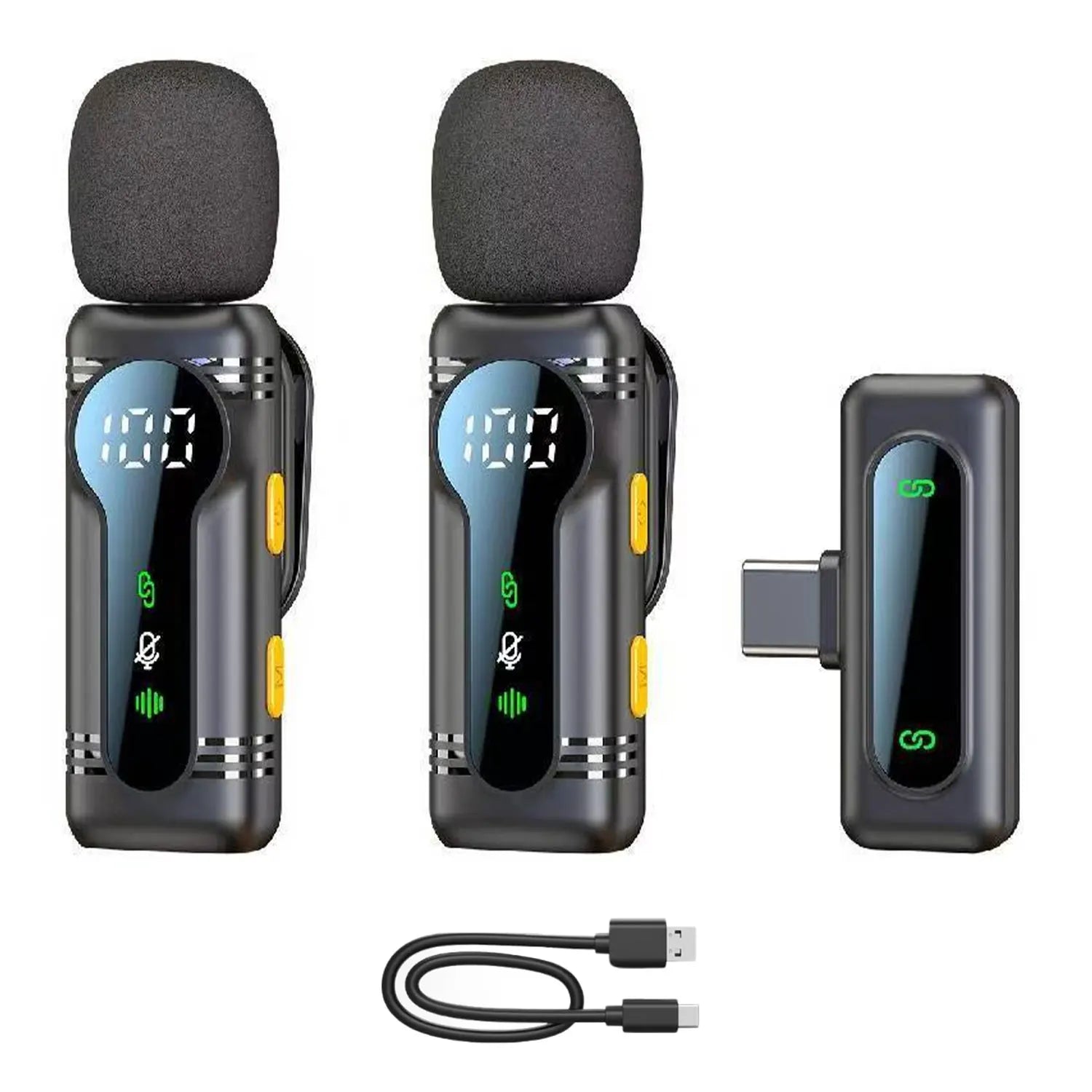 Professional Wireless Lavalier Microphone Noise Cancelling&Magnetic Portable Clip-on Mic for iPhone Android PC Live Interview