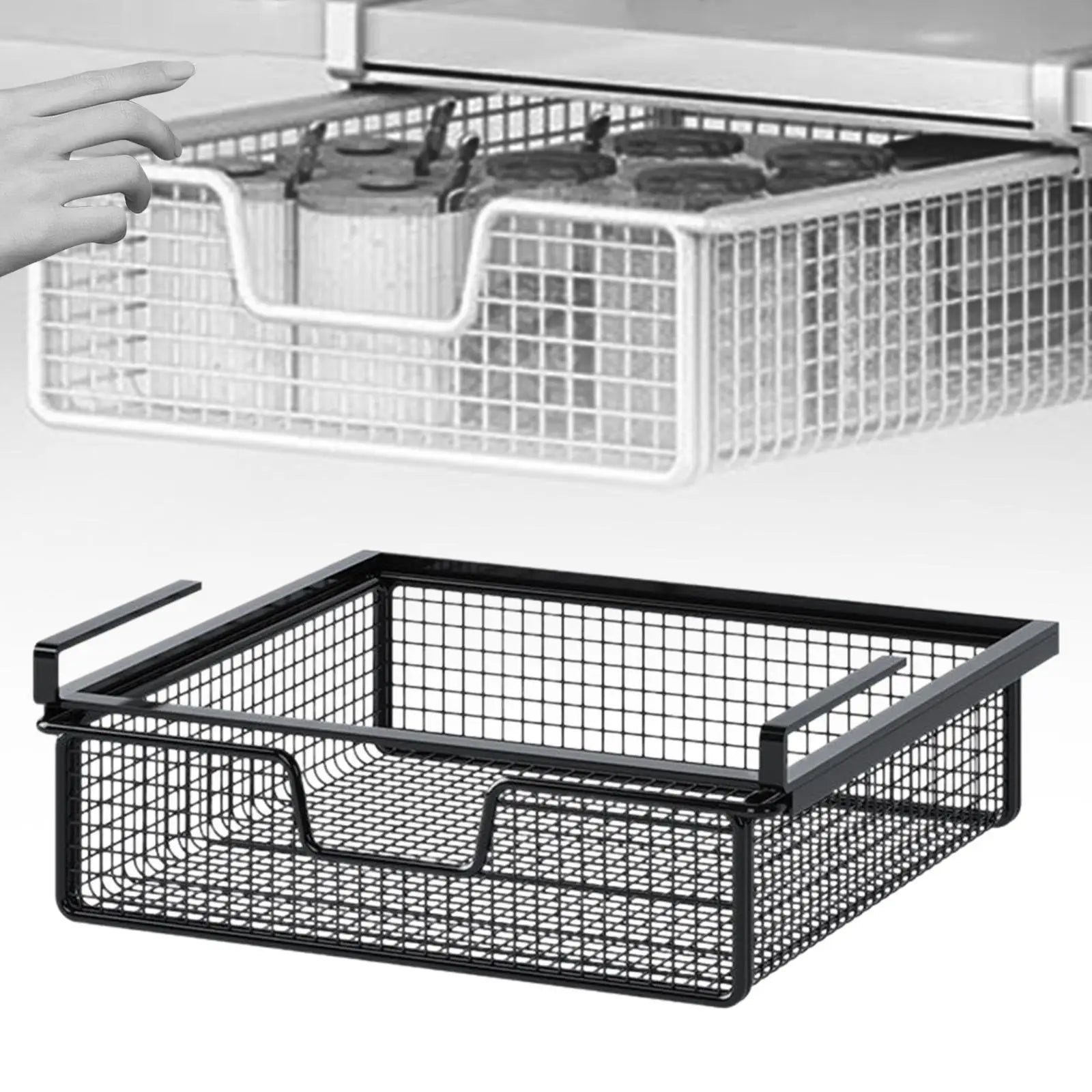 Kitchen Under Cabinet Basket Multifunction Hanging Rack Under Shelf Storage Basket for Cupboard Pantry Desk Cabinet Kitchen