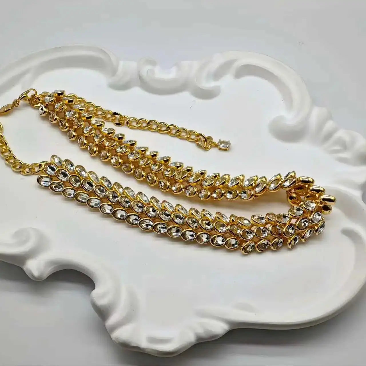 New Light Luxury Exquisite Women's Necklace Romantic 2025 Crystal Necklace Earrings Bracelet Jewelry Set