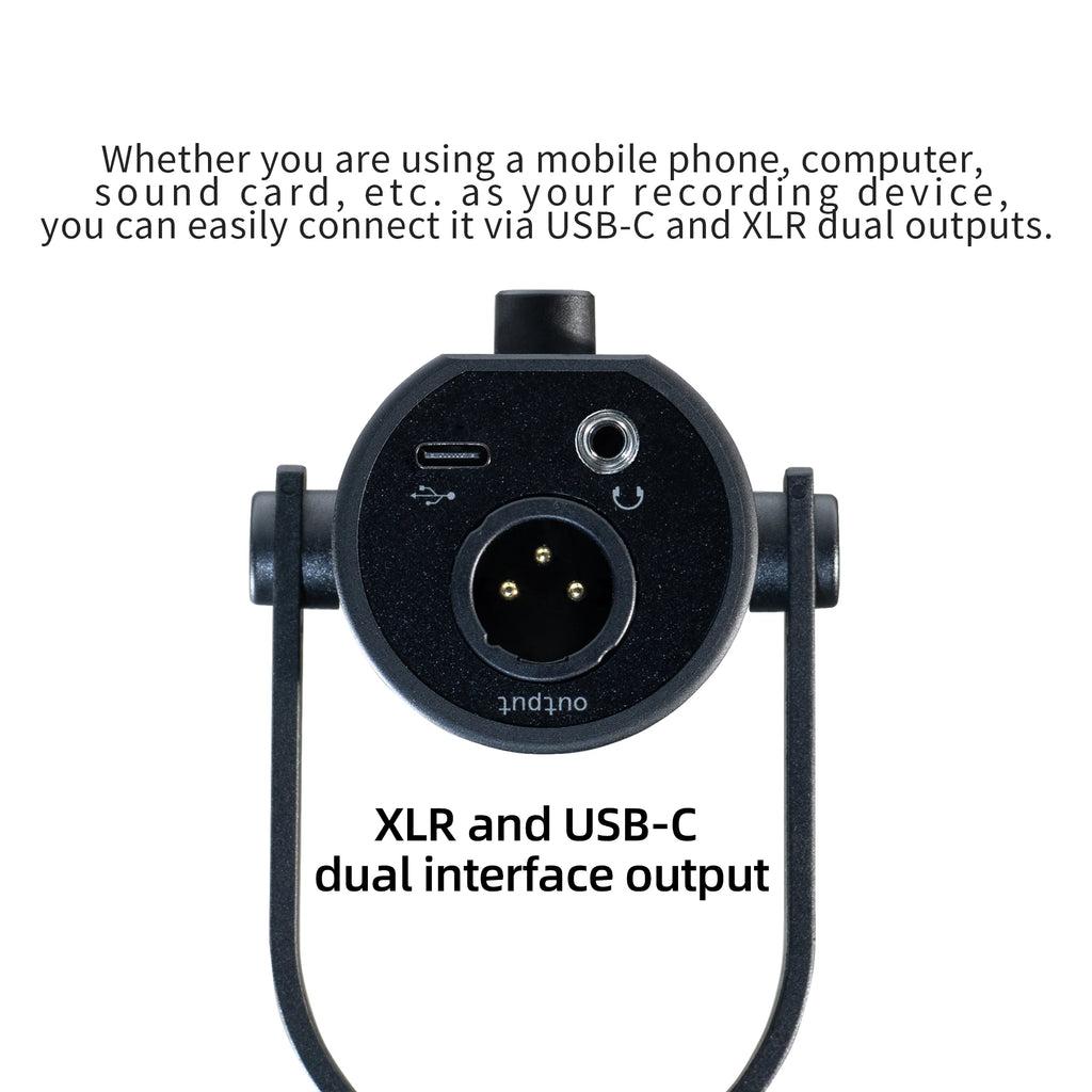 LINIM PD11 Dynamic USB/XLR Microphone with Gain Knob/Touch-mute/Headphone Jack,Recording Mic for PC Sound Card Streaming