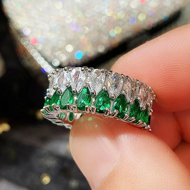 Fashion Luxury Cubic Zirconia Engagement Rings for Women Marquise Crystal Wedding Ring Party Jewelry Gift