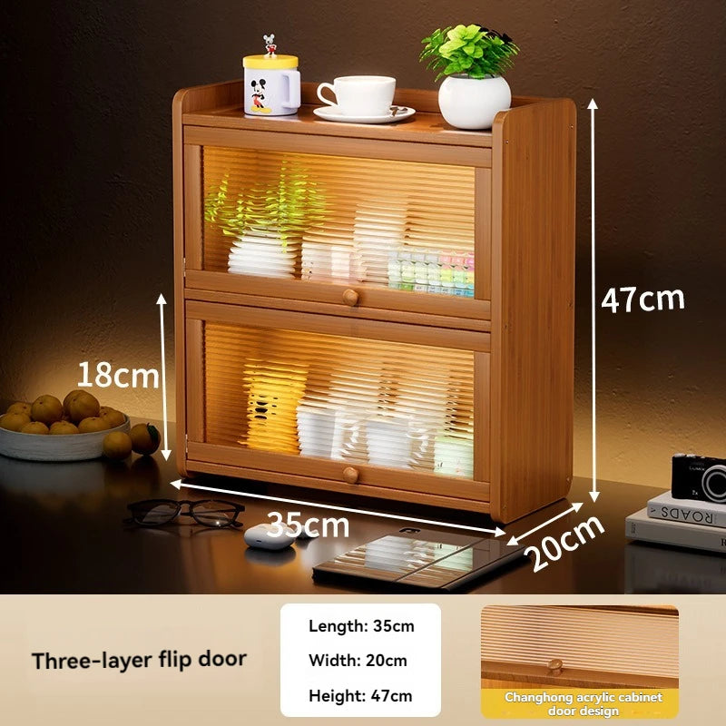 Kitchen countertop seasoning rack storage shelf, product sorting rack, layered multifunctional storage cabinet, dust-proof cabin