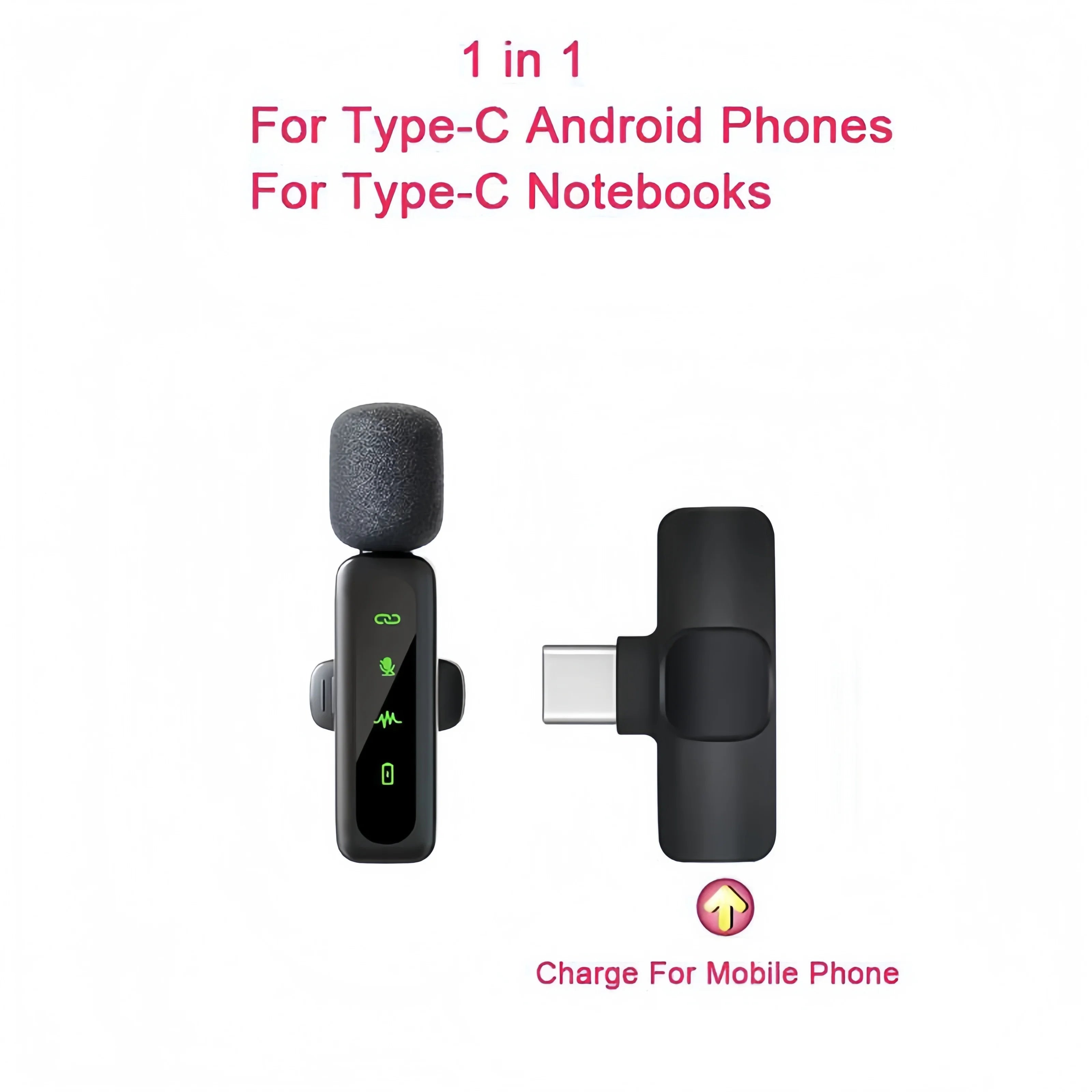 Lavalier Microphone Audio Video Recording 2.4G Wireless Mini Microphone for iPhone Android Phone for Live Broadcast Game Mic