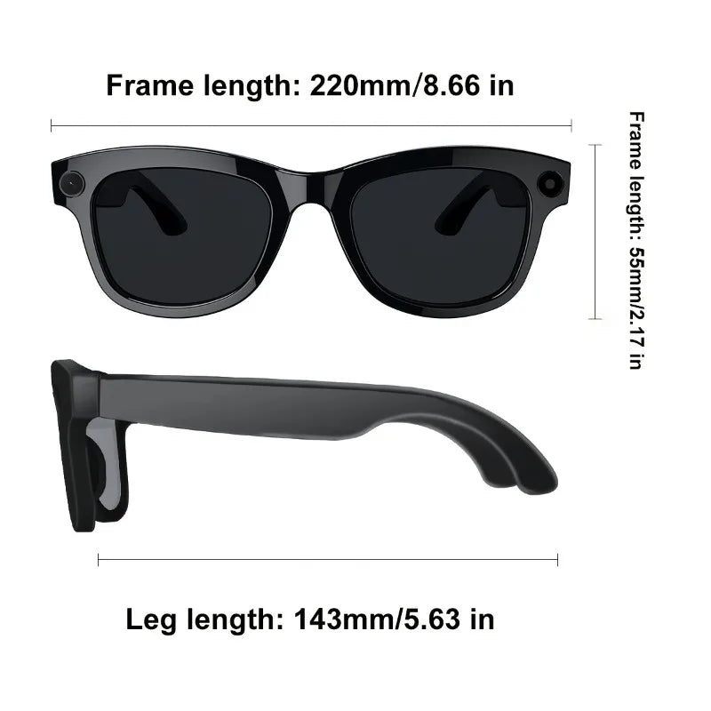 AI Smart Glasses Built-in HD Camera Glasses Bluetooth Wireless Audio Intelligent Glasses Anti-glare Anti-blue Connected Glasses
