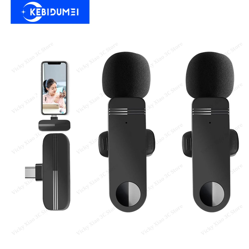 Wireless Lavalier Microphone 2.4G Wireless Microphone Audio Video Recording Mic for Live Broadcast Guide System Gaming Phone