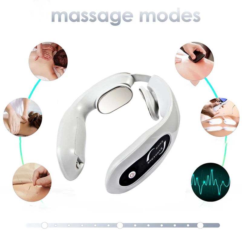 Intelligent Neck Massage Instrument Portable Neck Massage and Relaxing Instrument Dry Battery Powered Gray