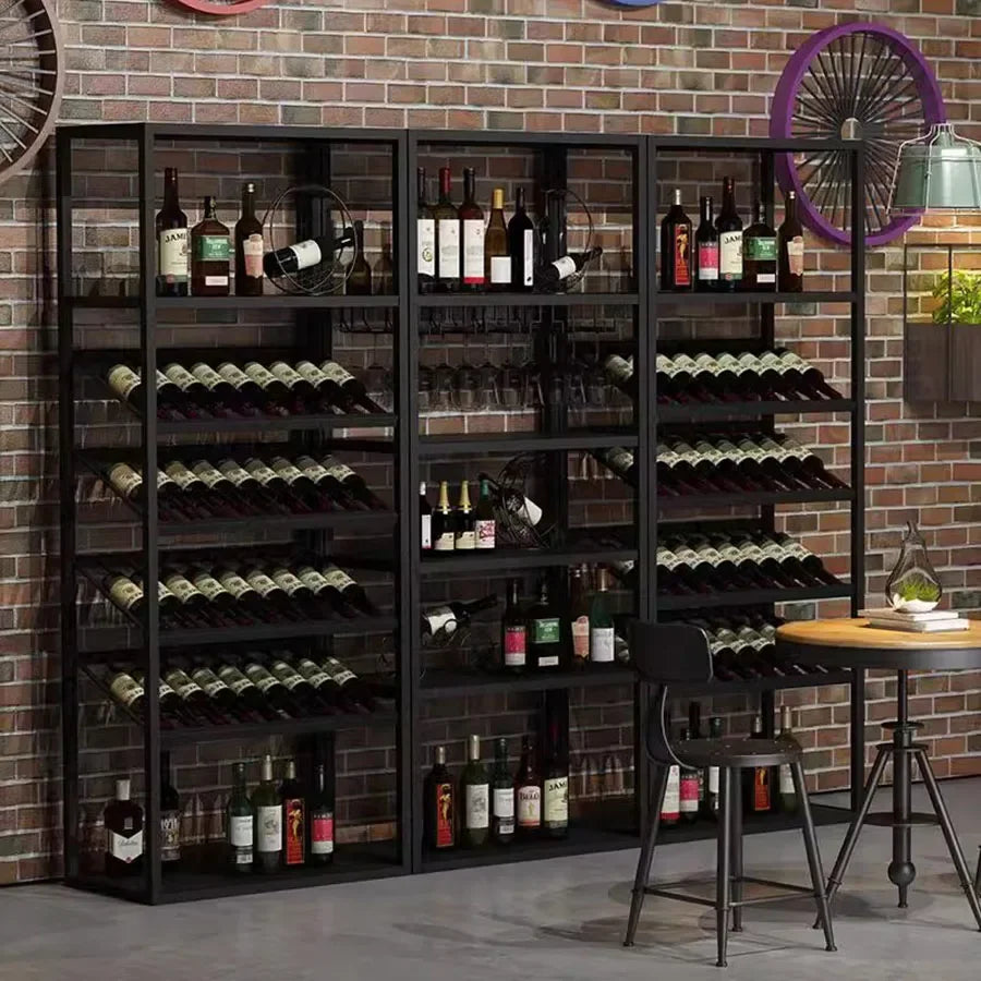 Kitchen Industrial Bar Cabinet Houses Wedding Iron Stackable Handmade Design Display Wine Rack Column Armadietto Cube Furniture