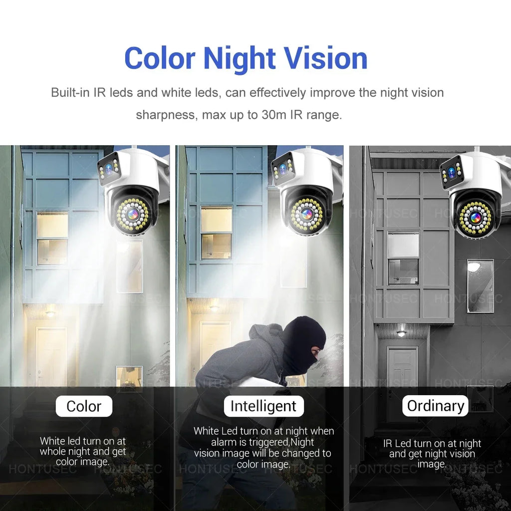 4K 8MP 4G YOOSEE IP Camera Dual Lens Wifi PTZ Auto Tracking Two Way Audio Color Night Vision Human Detection Surveillance Camera