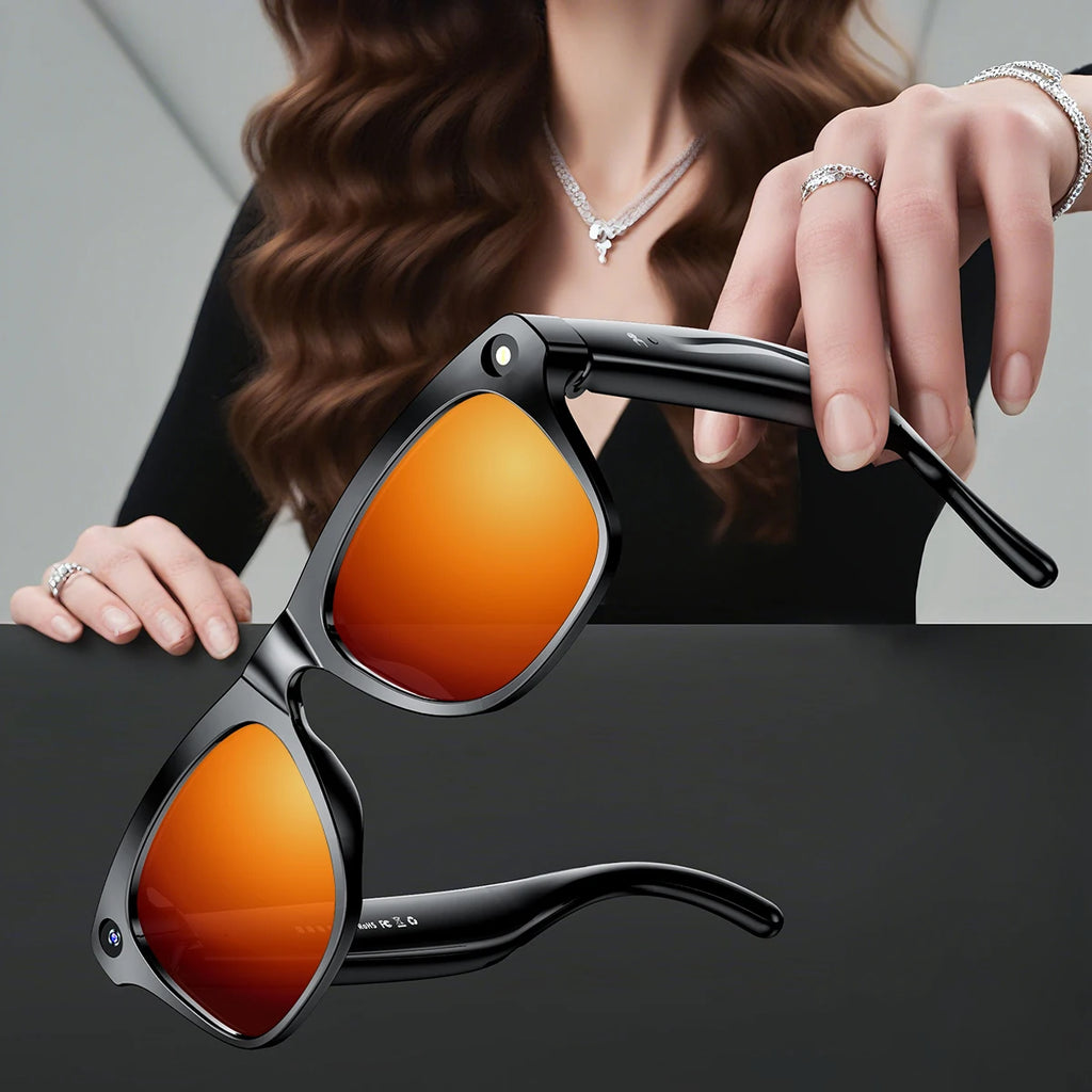 Smart Glasses 100W Camera Anti-shake Video Recording Music Control Photo Recognition Bluetooth Call Sports Sunglasses Waterproof