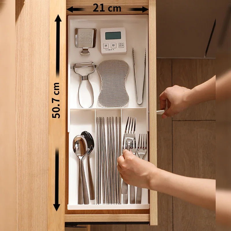 Kitchen Cabinet Stretchable Drawer Organizer Multifunctional Kitchen Utensils Storage Tray Kitchenware Classified Organizer Tray