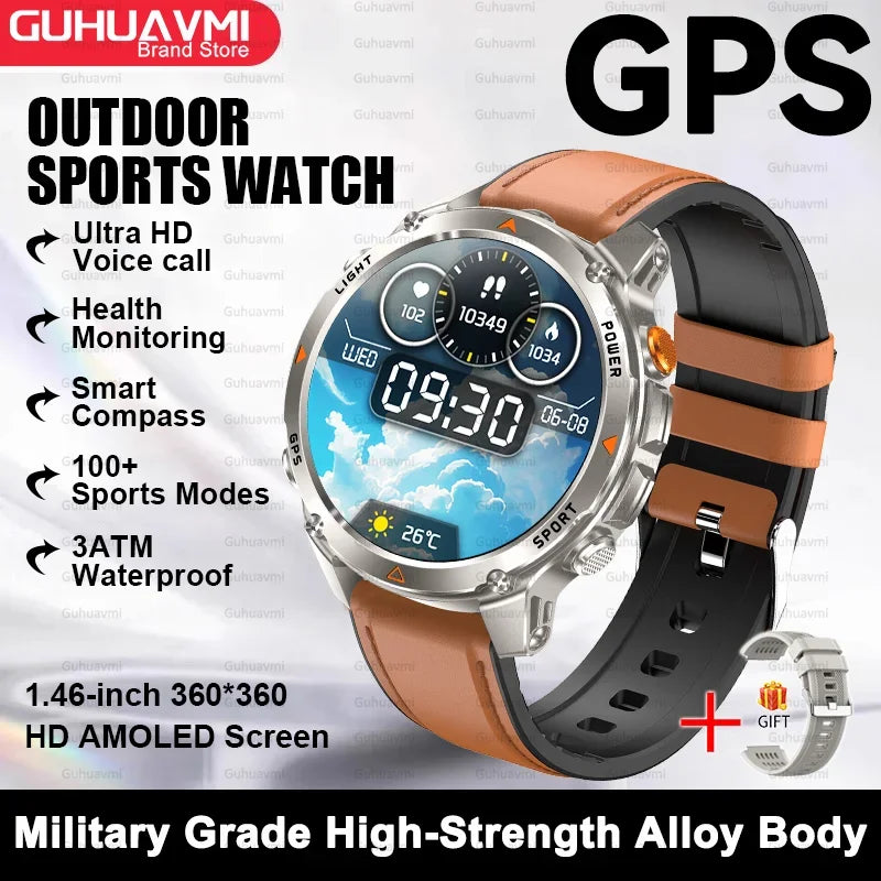 2025New Smart Watch For Men 1.46'' 360*360 HD AMOLED Color Display Voice Call Compass LED Sports Fitness Waterproof Watch Ladies