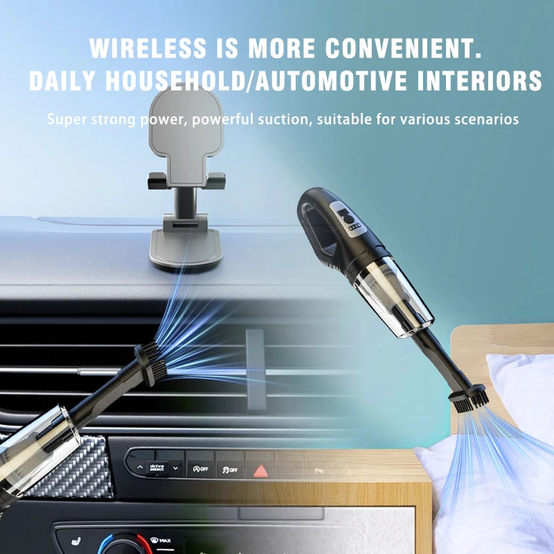Handheld cordless vacuum cleaner, with 3 suction head configuration, car vacuum cleaner high power mini upgrade charging model,