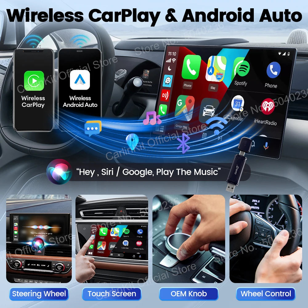 2air Mini 5 Pro CarlinKit 5.0 Wireless CarPlay Wireless Android Auto Box 5Ghz WiFi BT Auto Connect Plug&Play OTA Upgrade