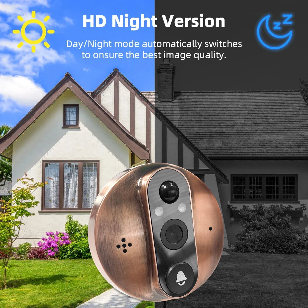 3MP Tuya Smart WiFi Door Bell Eye Peephole Camera Battery PIR Motion Detect Night Vision Digital Viewer Doorbell Smart Life APP