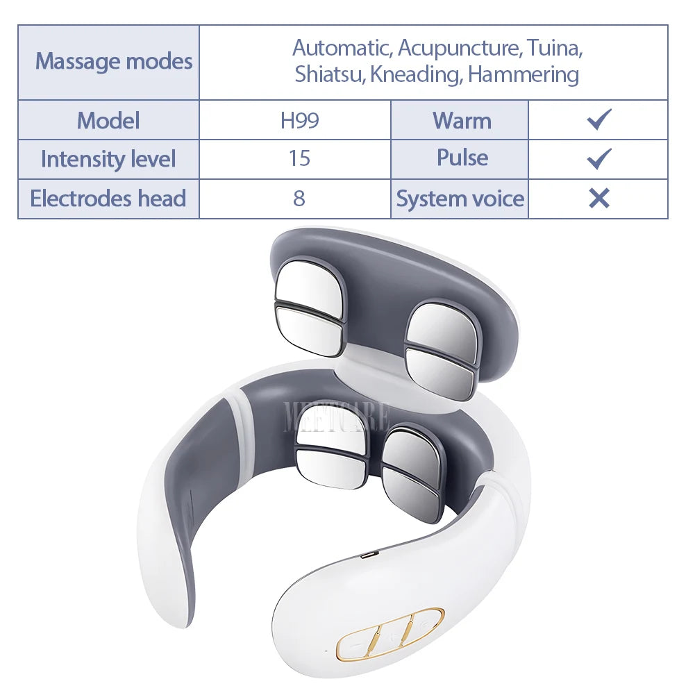 TENS Pulse Back Neck Massage Wireless Smart Sholder Cervical Massager Heating Relief  Pain Muscle Punch Beating Health