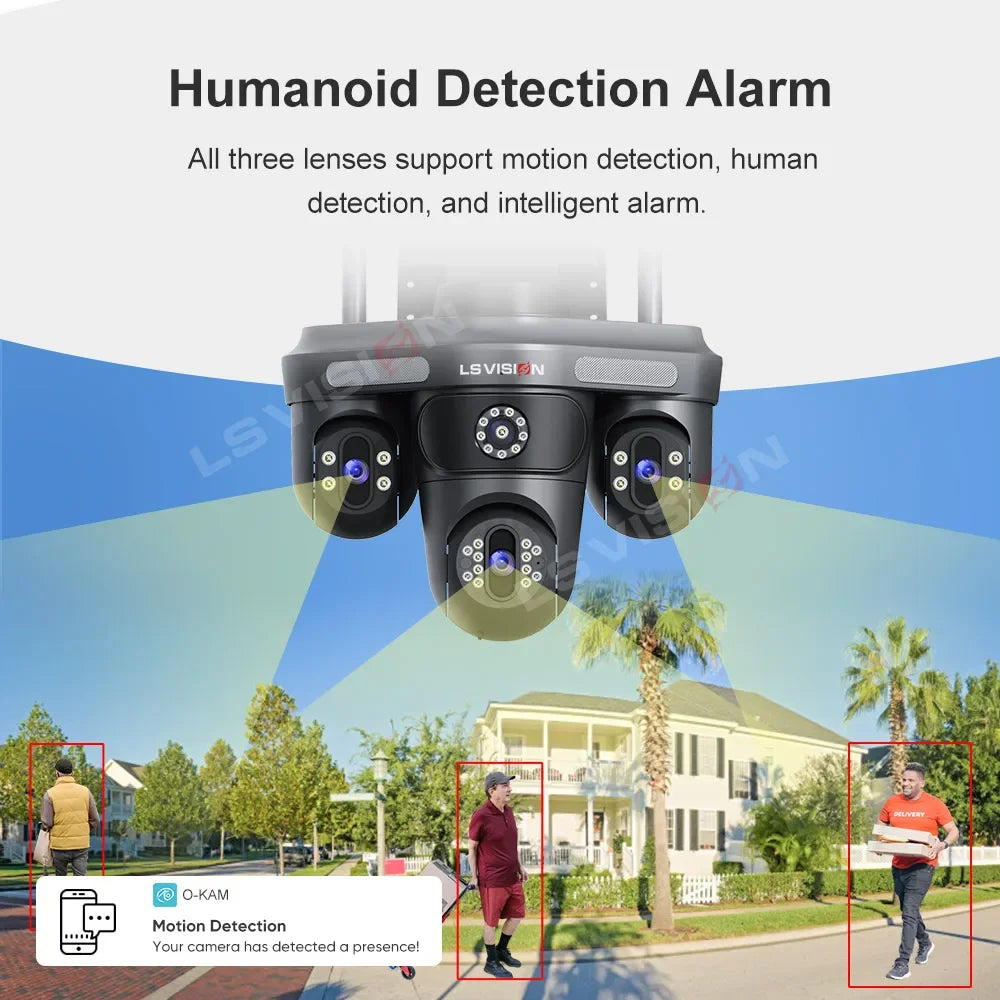 LS VISION 15MP Wifi surveillance Cameras 3 Screens 3 Lens Electric Rotation Outdoor WIFI IP Camera Human Auto Tracking CCTV Cam