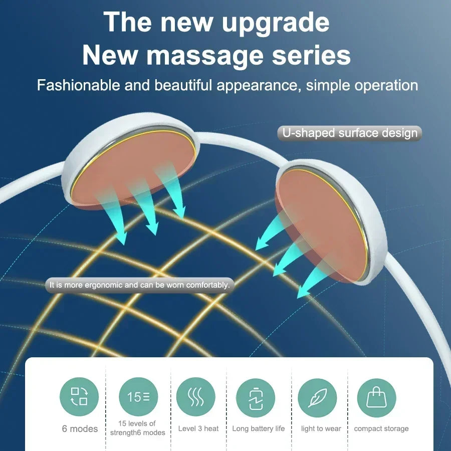 Smart Electric Neck Massager EMS Micro-Current Cervical Spine Massage Muscle Stimulator TENS Pulse Neck Health Care Hot Compress