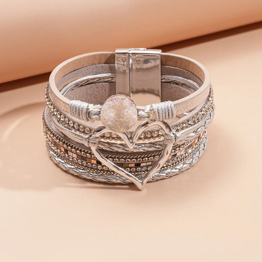 Fashion New Bracelet Bohemian Multi layer Bracelet Love Opening Bracelet Design Sense Jewelry