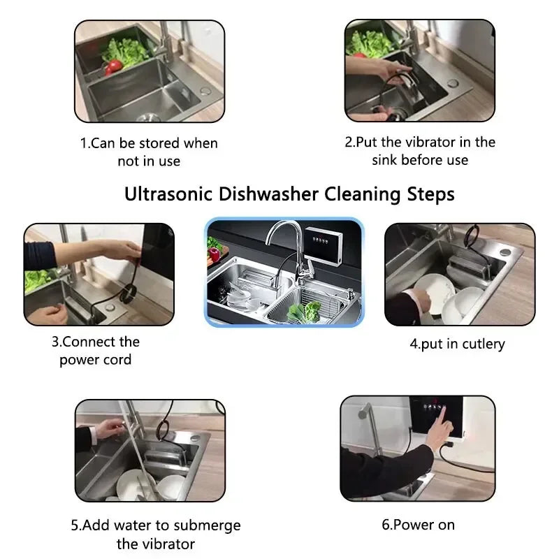 220V/110V Ultrasonic Dishwasher Home Appliance A5 Mini Dish Washing Machine Kitchen Countertop Small Washer Without Install