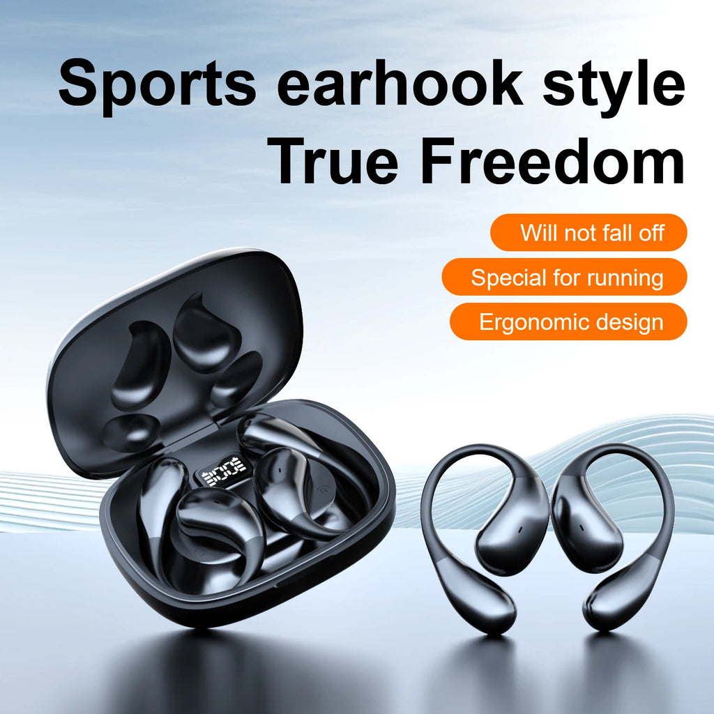 Bluetooth Wireless Headphones HiFi Music Earphones with Mic Smart Touch Noise Reduction Earhooks Waterproof Headset for Sports