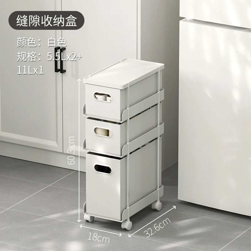 Kitchen Gap Storage Shelf Drawer-Type Narrow Side Cabinet Bathroom Organizer with Wheels for Multi-Function，Gap Storage Cabinet,