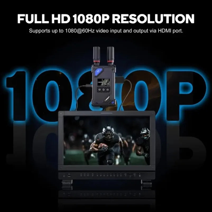 Wireless HDMI-Compatible Video Extender Kit Transmitter Receiver for Home Gaming Cameras Supported with NP-F Series Batteries