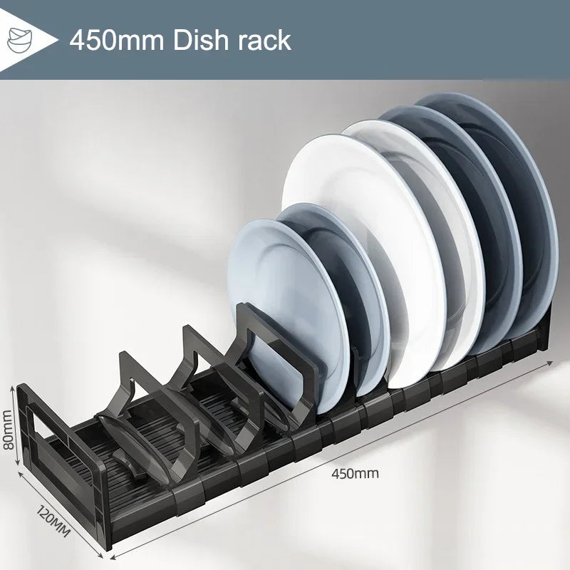 Kitchen Under Cabinet Bowl and Dish Rack Cabinet Drawer Storage Rack Plate Drying Rack Tableware Bowl Dish Partition Adjustable