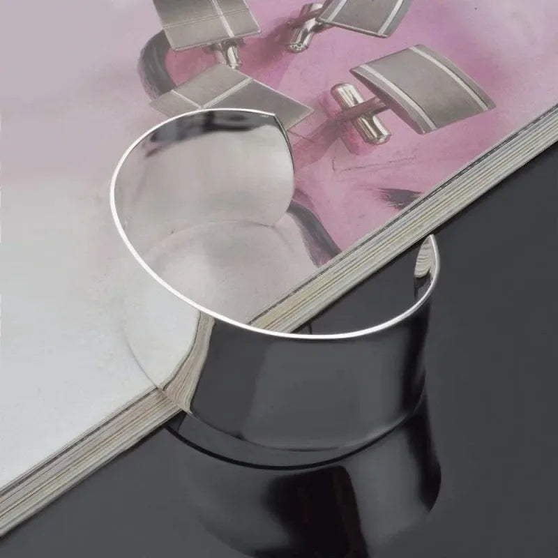 New Bracelet Creative Glossy Women Silver Plating  Wide Open Cuff Bangle Friendship Bracelet Ladies Silver Jewellery Gifts