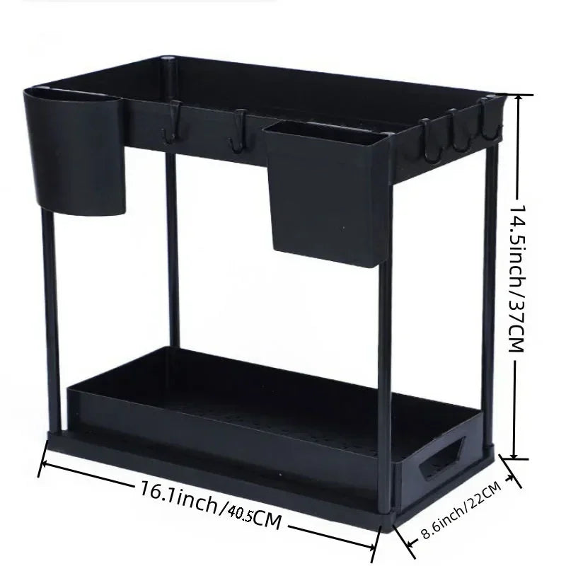 Kitchen Storage Under Sink Organizer 2 Layer Pull Out Multifunctional Drawer Shelf Organizer Bathroom Desktop Cabinet Rack