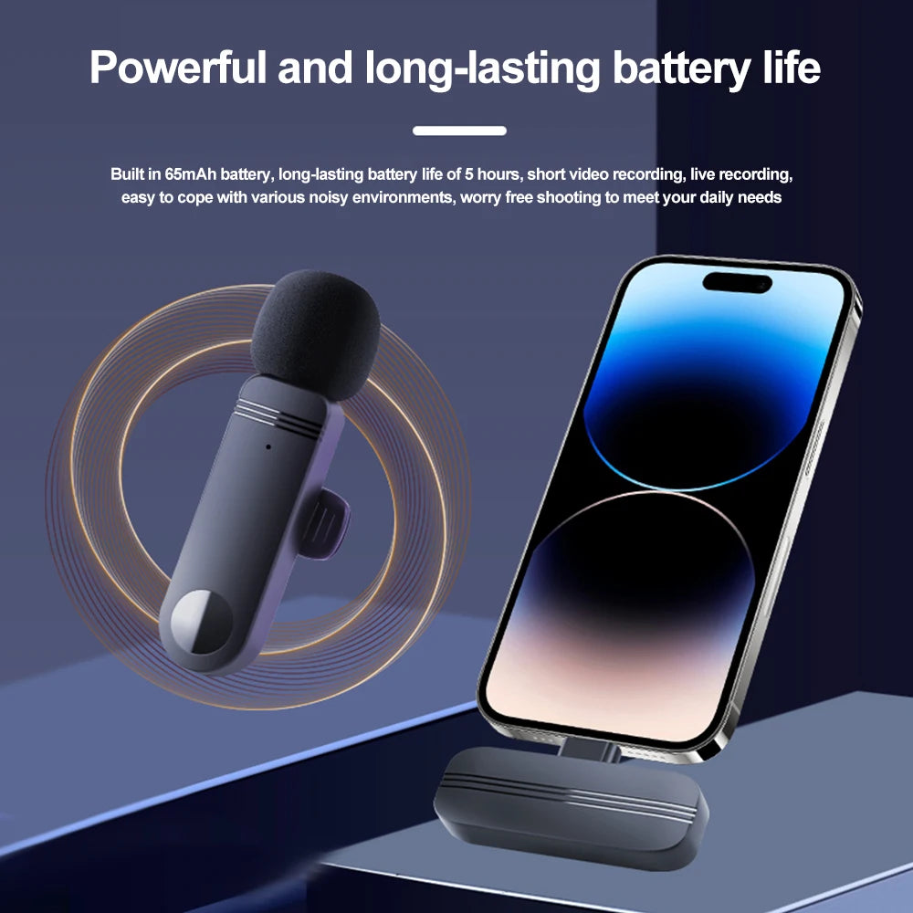 Wireless Lavalier Microphone 2.4G Wireless Microphone Audio Video Recording Mic for Live Broadcast Guide System Gaming Phone