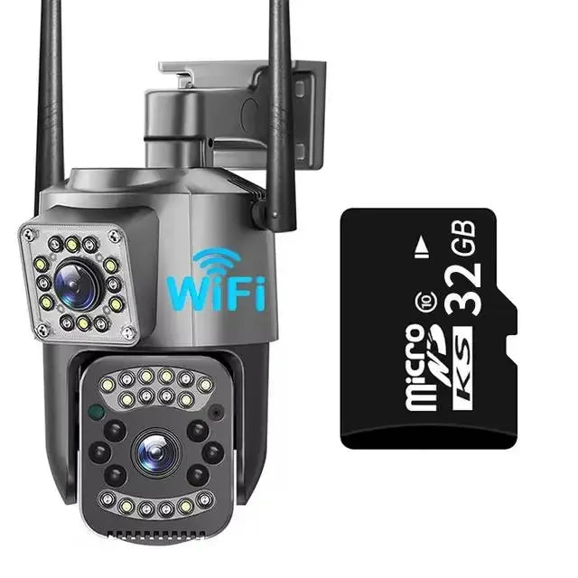 8MP 4K WIFI IP Camera Dual Lens PTZ 4G SIM Card Outdoor Webcam Alarm 10X Zoom Smart Home CCTV Security Protection Monitor Cam