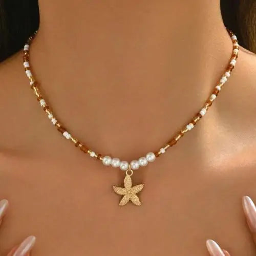New Beach Style Seashell Necklace Beaded Choker Necklaces for Women Handmade Starfish Pendant Fashion Ocean Jewelry Чокер