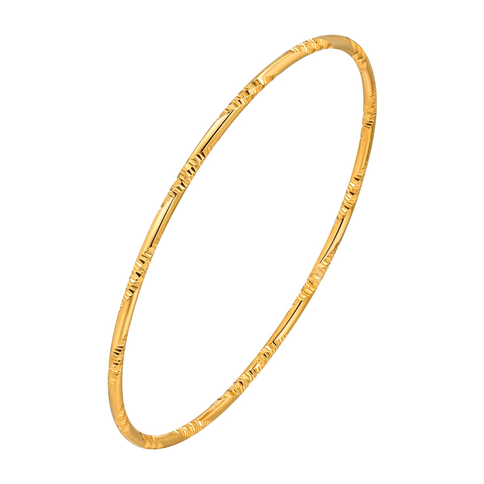 Women Bangle Bracelet Stainless Steel, 18k Gold Plated 2mm Stackable Glossy Thin Jewelry