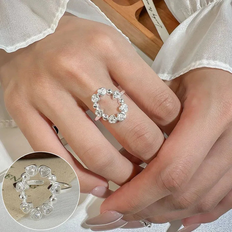 PANJBJ 925 Sterling Silver Geometry Crystal Ring For Women Ellipse Exaggerated Punk Water Drop Open Jewelry Gift Dropshipping