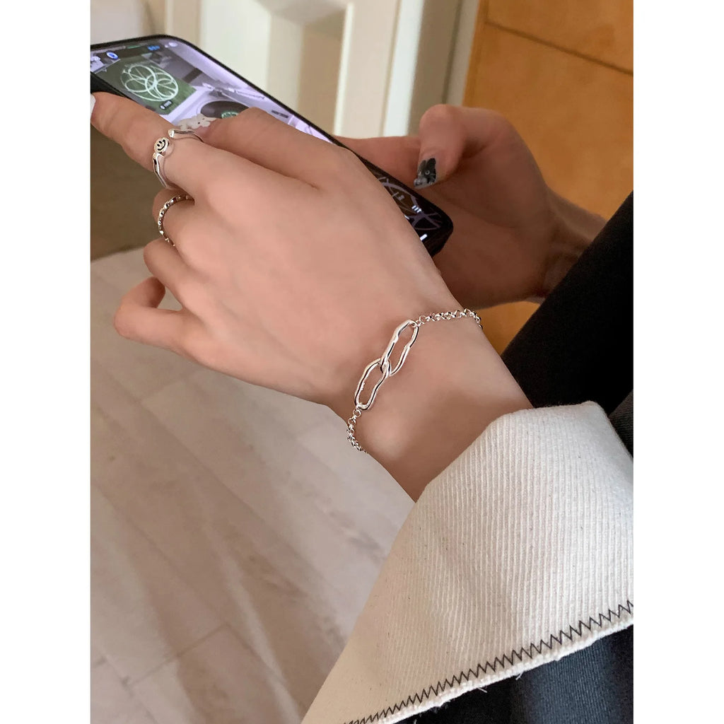 New Fashion Women's 925 Sterling Silver Bracelets Bracelets for Simple and Sweet Jewelry Trendy Wholesale