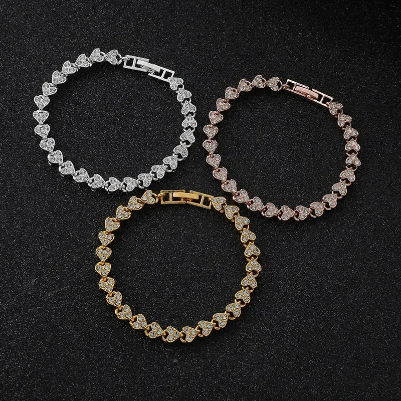Exquisite Luxury Roman Crystal Bracelet For Women Wedding Gift Korean Rose Gold Silver Color Chain Bracelets Jewelry
