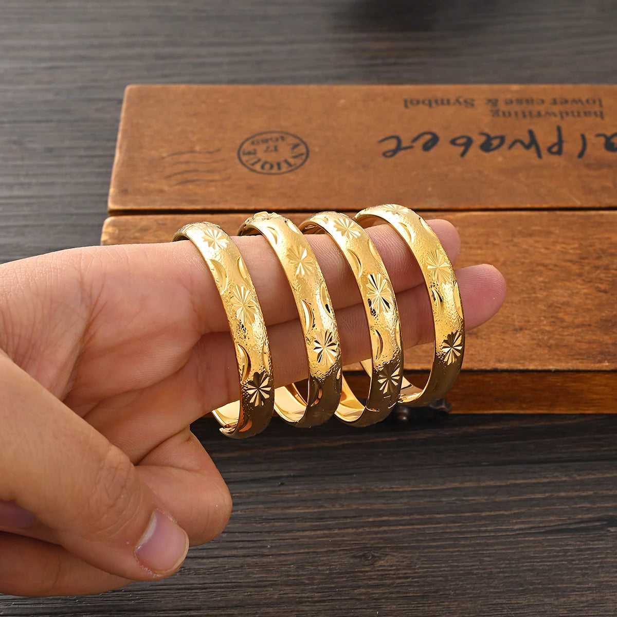 18k 55MM Dubai Baby Cute Openable Bangles For Women Ethiopian Jewelry Gold Color Bangles Bracelets Girls Birthday Jewelry Gifts