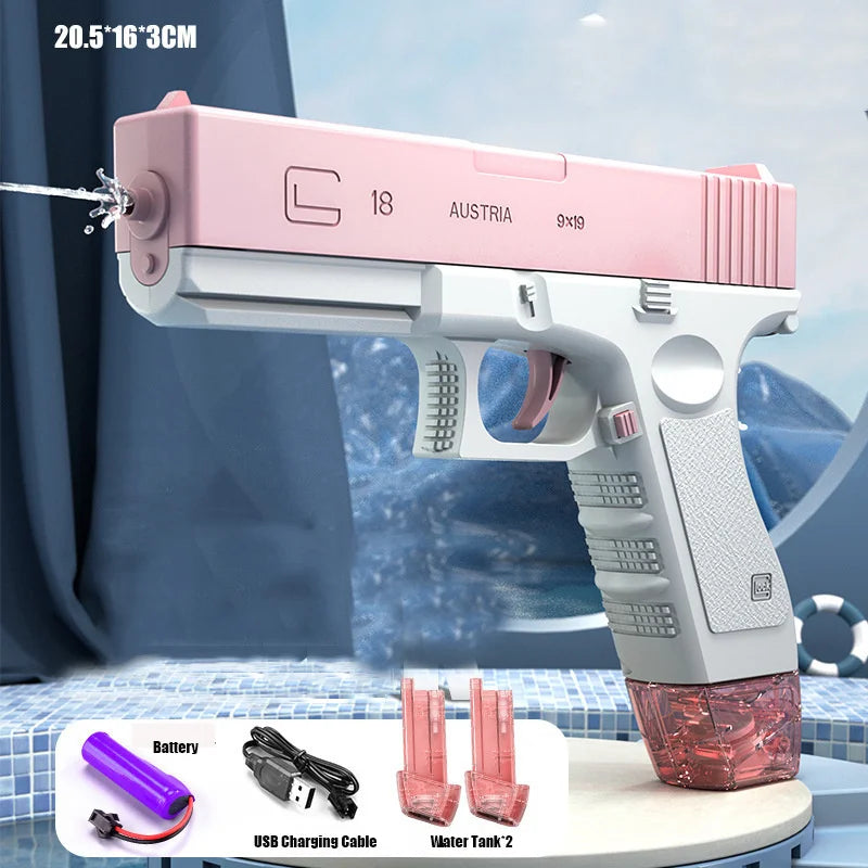 Electric Water Gun With Two Water Tank Automatic High-Power Water Blaster For Child Outdoor Games Summer Water Spray Gun Toys
