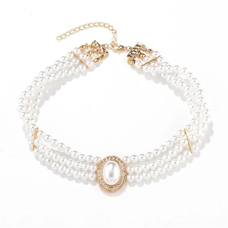 Women's Fashion New Pearl Necklace Bridal Wedding Dress Wedding Dress Performance jewelry Set Girls Birthday Party Gift