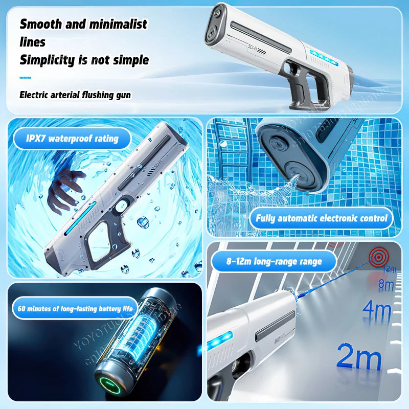 Children's Fully Automatic Water Storage Gun Large Capacity Electric Water Absorbing Toy Gun Summer Outdoor Water Toy Gift