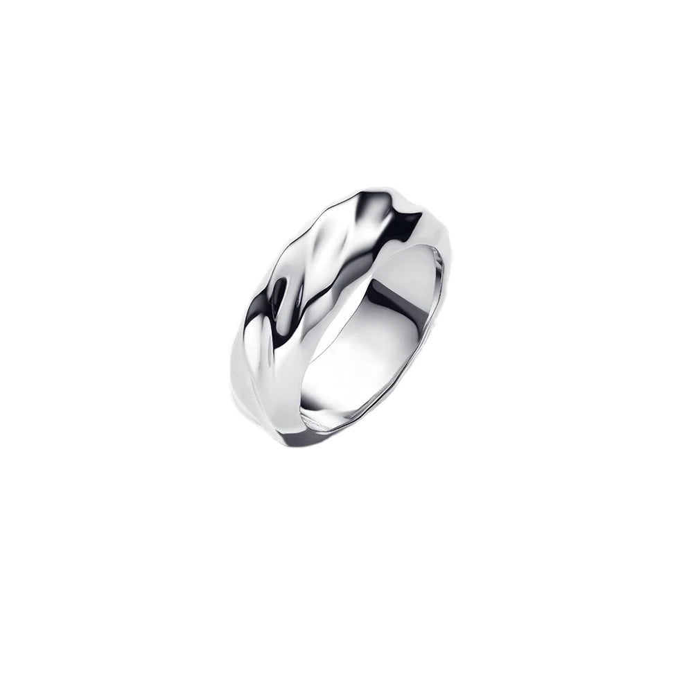 European and American Fashion 925 Sterling Silver Ripple Twisted Double Ring&Unlimited&Wide Face French Ring Couple Style Jewelr