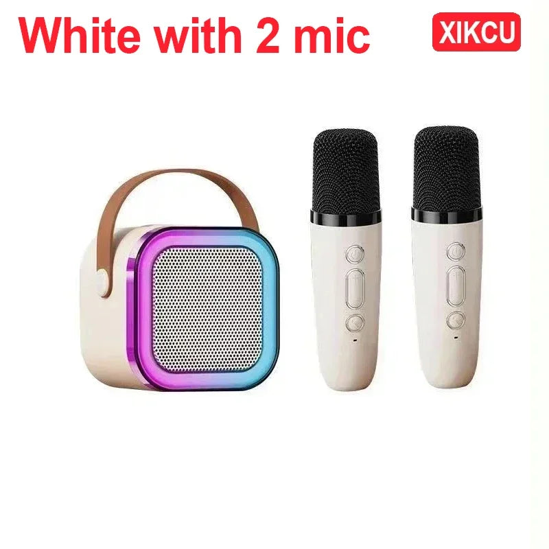 XIKCU K12 Portable Bluetooth 5.3 Karaoke Machine PA Speaker System with 1-2 Wireless Microphones Home Family Singing Children's