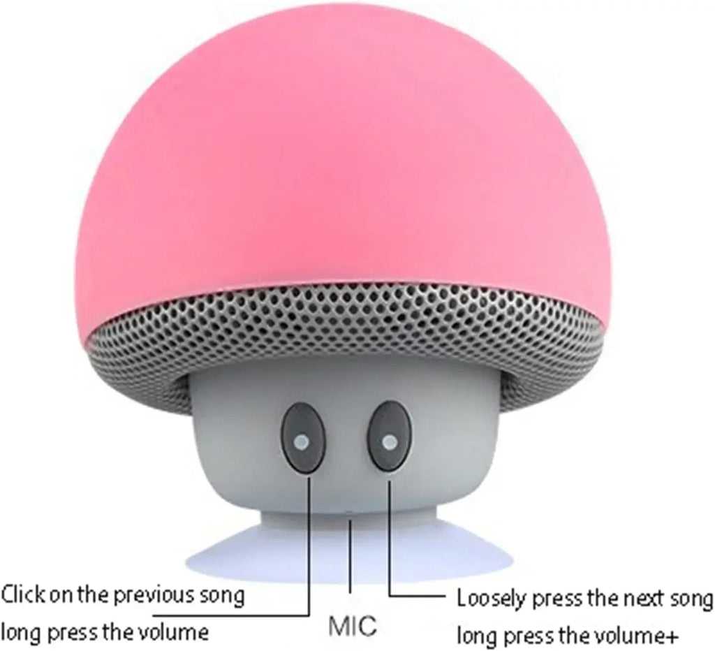 Mini Speaker,Portable Mushroom Subwoofer Speaker,with Bottom Suction Cup and Builtin Microphone for HandsFree Calling