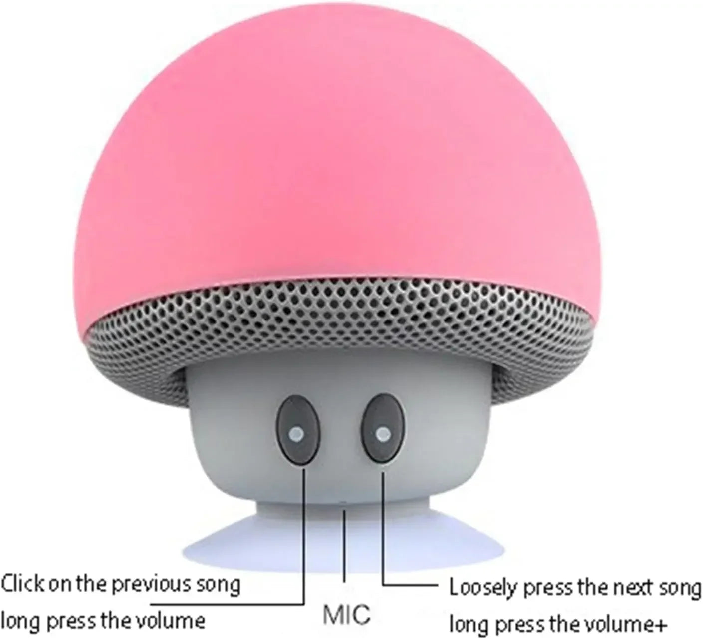 Mini Speaker,Portable Mushroom Subwoofer Speaker,with Bottom Suction Cup and Builtin Microphone for HandsFree Calling
